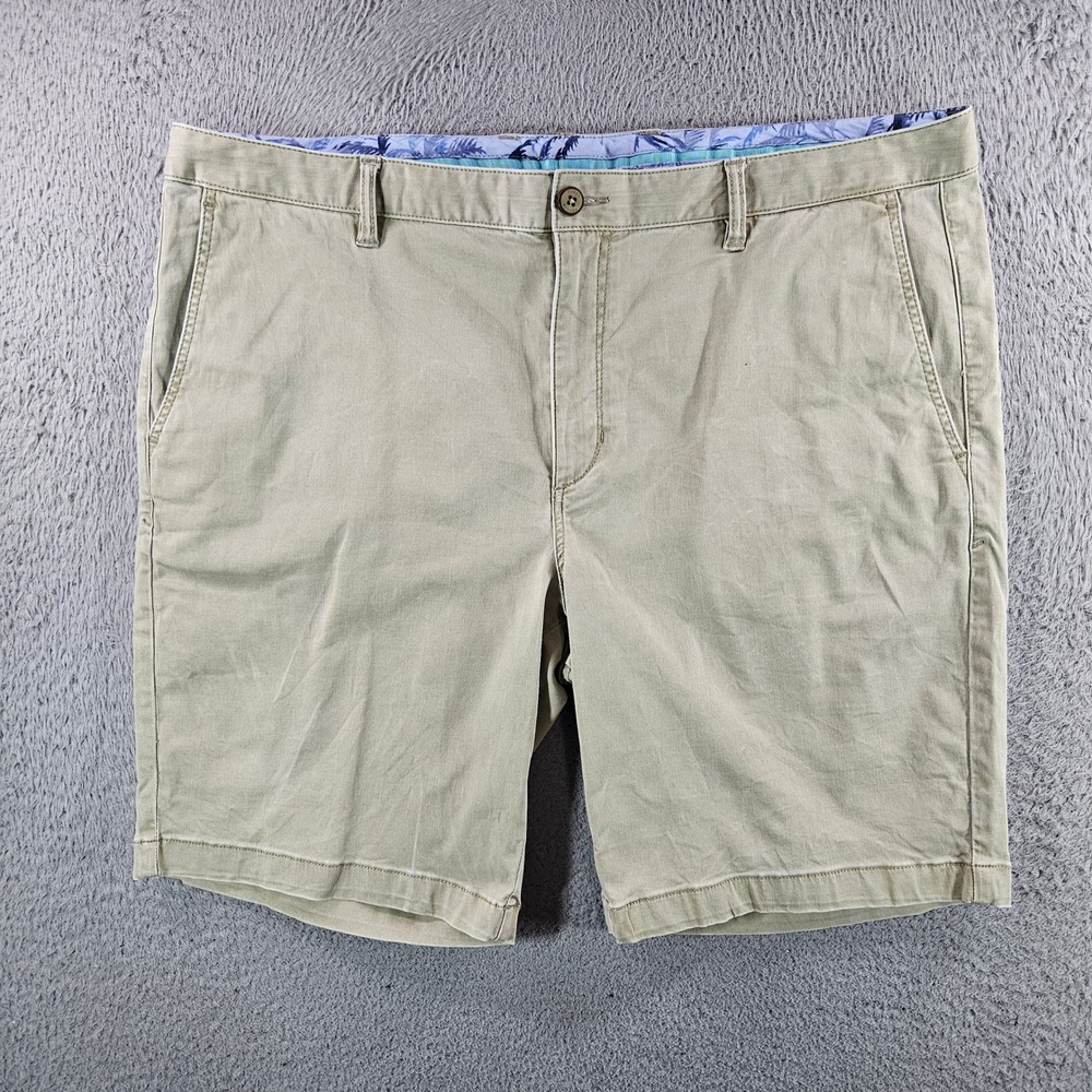 Tommy Bahama Boracay Shorts Mens 40 Khaki Tan Cotton Tencel Chino 9 Inseam